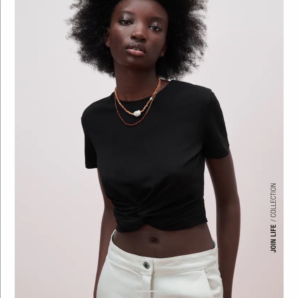 Zara knotted crop tee
